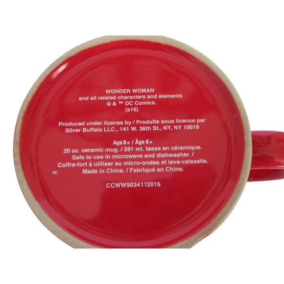 Wonder Woman 20 Oz Coffee Tea Mug - DC Comics - Red Blue Stars - Picture 4 of 5